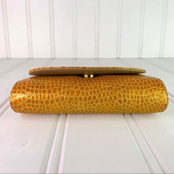 F.X LASALLE CROC YELLOW CROSSBODY CLUTCH SMALL BAG ANIMAL PRINT SHOULDER BAG - Picture 14 of 17